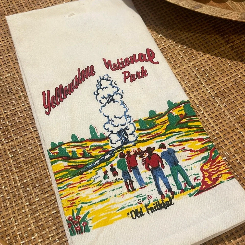 Retro Yellowstone National Park dishtowel
